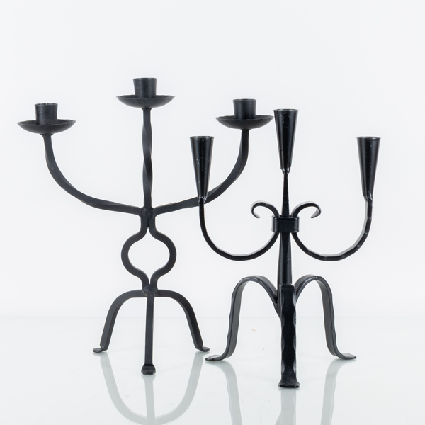 KANDELABRAR, 2 st, smide, bla Käck & Hedbys, Leksand, 1900-tal