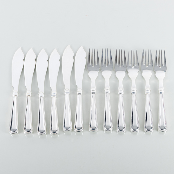 FISKBESTICK, 12 st, nysilver, CMC, 1900-tal