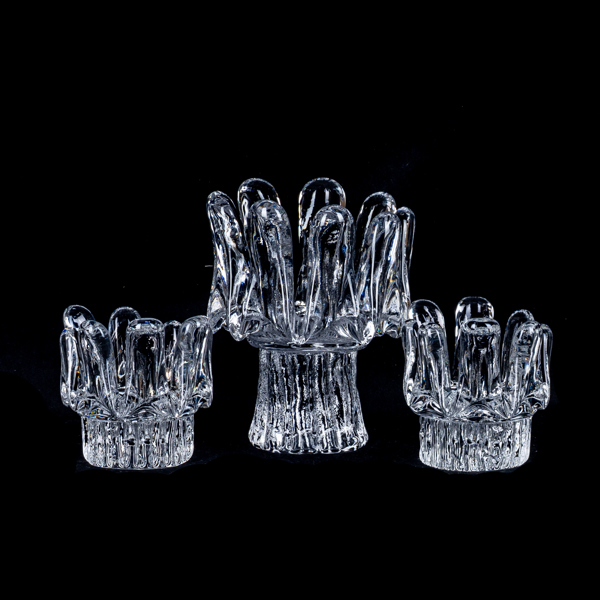 GÖRAN WÄRFF, 3 st ljuslyktor, glas, "Solros/Sunflower", Kosta Boda