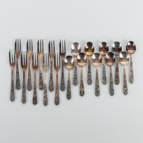 SAMLING SILVERBESTICK, 20 st, silver, MEMA, år 1977/1982, tot vikt ca 260 g