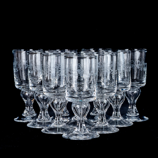 VINGLAS, 10 st, glas, "Antik", Reijmyre glasbruk
