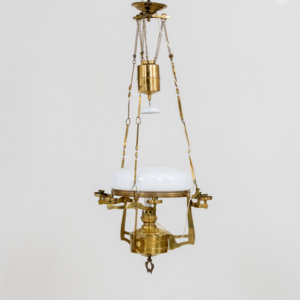 TAKLAMPA, mässing, 1900-talets början