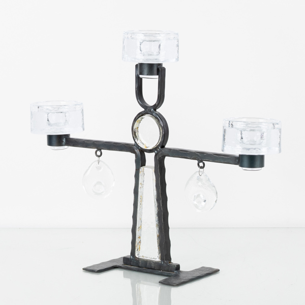 KANDELABER, smide och glas, 1900-talets andra hälft