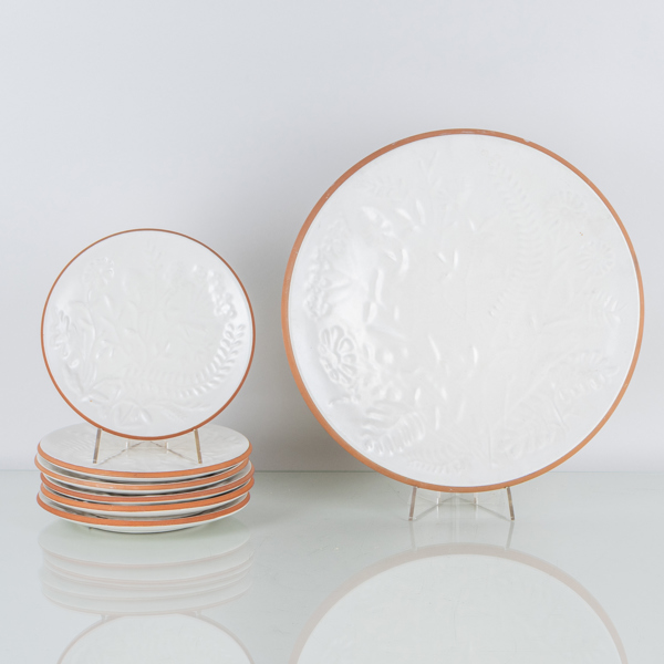 ERIK MORNILS, 7 del, fat samt assietter, keramik, Nittsjö, 1900-talets andra hälft