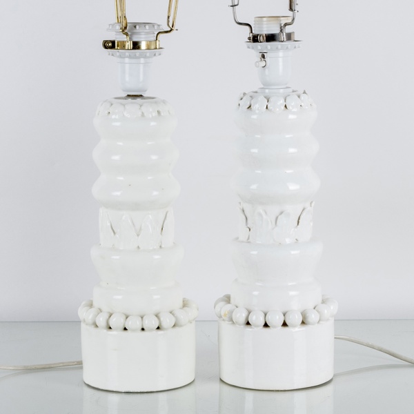 BORDSLAMPOR, 1 par snarlika, keramik, Spanien, 1900-tal