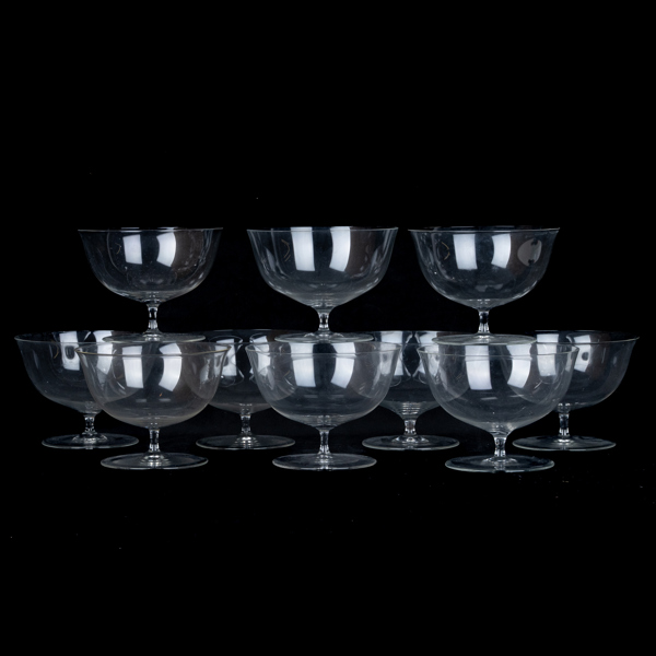 SKÅLAR, 10 st, glas, 1900-talets mitt