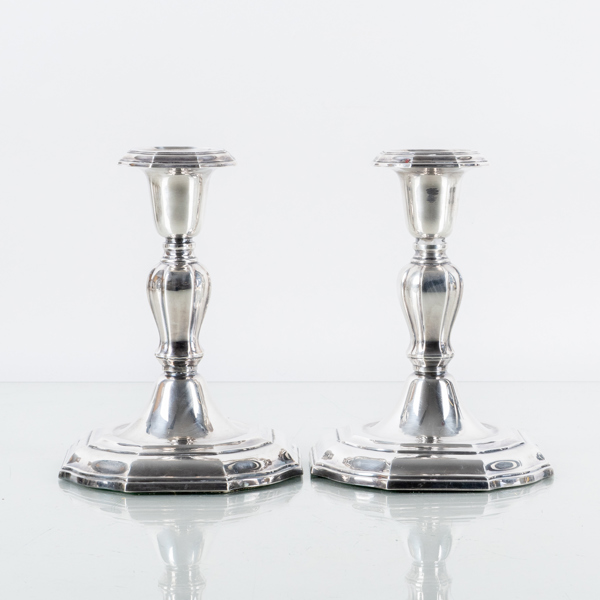 LJUSSTAKAR, 1 par, silver, CG Hallberg, Stockholm, 1960