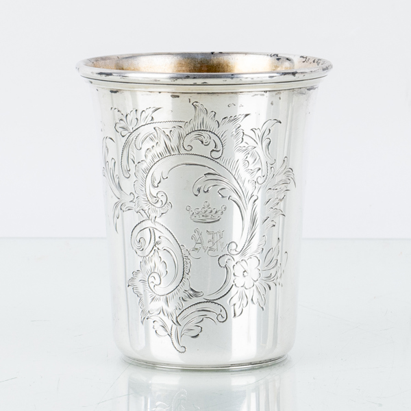 BÄGARE, silver, otydliga svenska GAB, otydlig årsstämpel möjligen 1905, vikt ca 79 g 