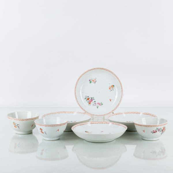 SKÅLAR OCH FAT, 7 del, porslin, Kina, Qianlong (1736-1795)