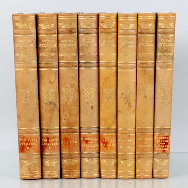 BOKBAND, 8 vol, Viktor Rydbergs Skrifter, Albert Bonniers Förlag, Stockholm 1928