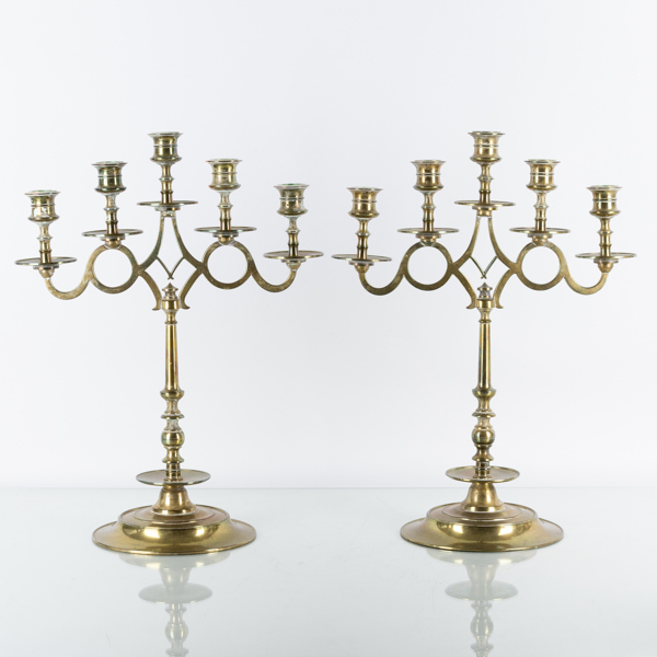 KANDELABRAR, 1 par, mässing, barockstil, 1900-tal