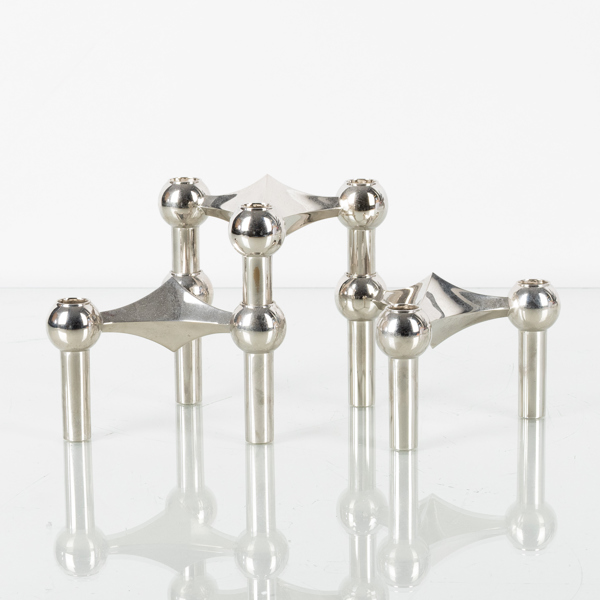 LJUSSTAKE, 3 del, vitmetall, Ceasar Stoffi, Nagel 