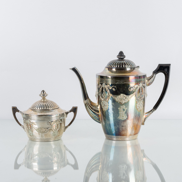 KAFFEKANNA SAMT SOCKERSKÅL, silver, Zimmermann, Tyskland, 1900-talets första hälft