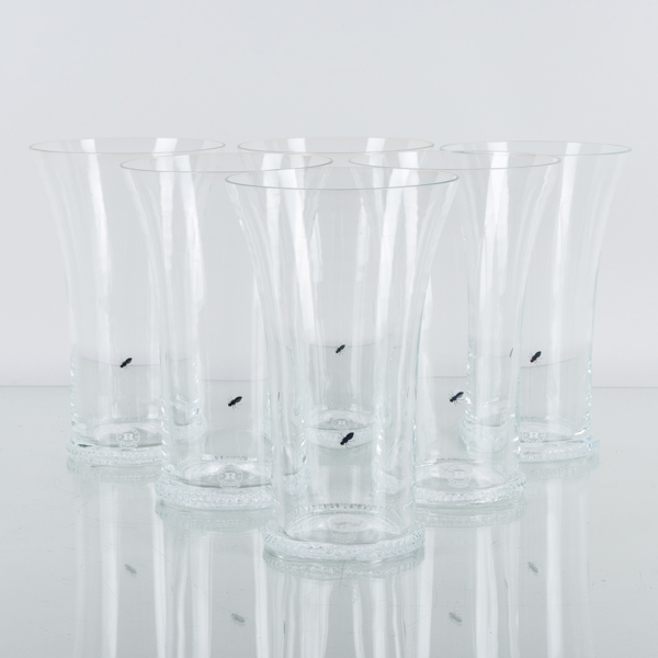 ÖLGLAS, 6 st, glas, Reijmyre glasbruk, med handmålad dekor efter Georg Hainz, 1900-talets andra hälft