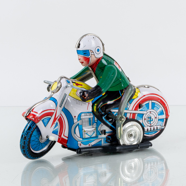 LEKSAK, motorcykel, litograferad plåt, MS 702, urverk, Kina, 1900-tal