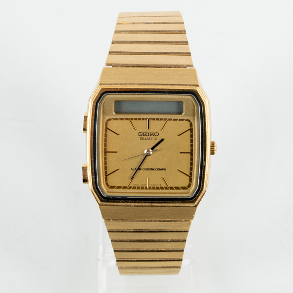  ARMBANDSUR, guld på stål, Alarm-Chronograph, Seiko