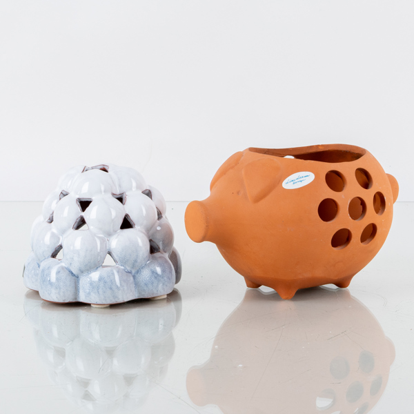 LJUSLYKTOR, 2 st, lergods, Lisa Larsson design samt Nittsjö keramik