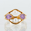 RING, 18k guld, med pärlor och ametister, tot vikt ca 3,2 g