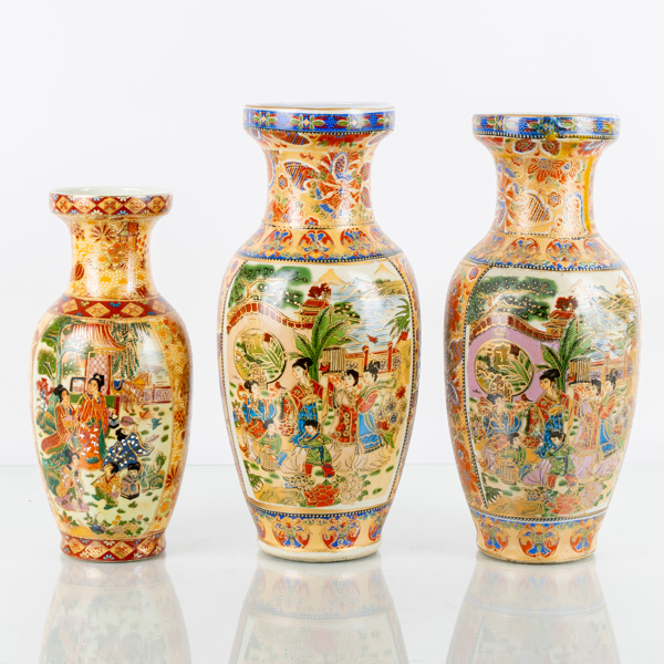 VASER, 3 st, porslin, Kina, 1900-tal