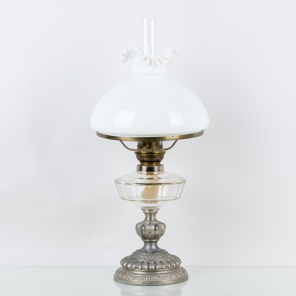 BORDSFOTOGENLAMPA, glas och metall, 1800-/1900-tal 