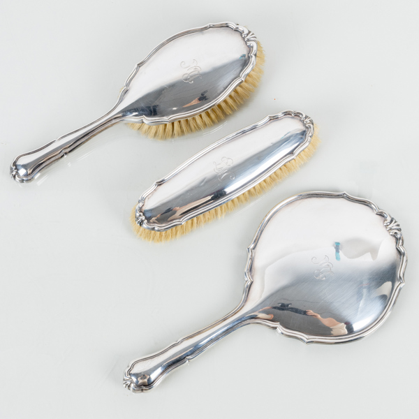 BORSTAR SAMT HANDSPEGEL, 3 del, silver, 1900-talets första hälft