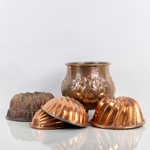 KOPPARFÖREMÅL, 5 st, 1800-tal