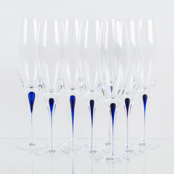 ERIKA LAGERBIELKE, 8 st champagneglas, "Intermezzo", Orrefors