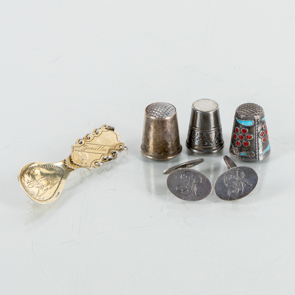 SAMLING SILVERFÖREMÅL, 6 st, bla Bror Onnela, Luleå, 1900-tal