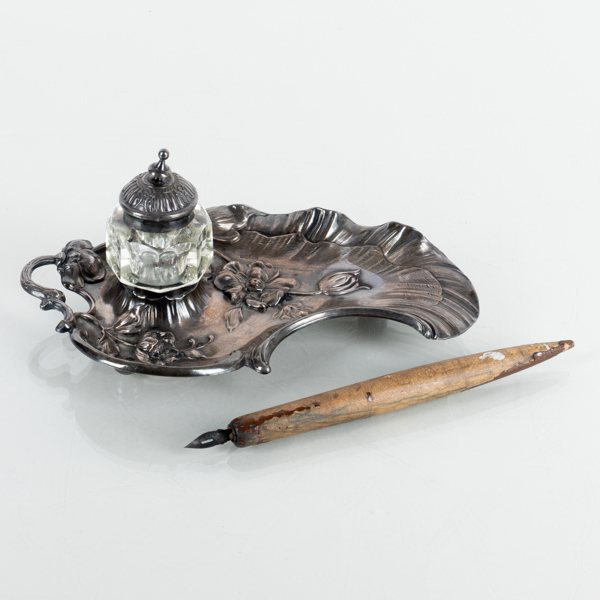 BLÄCKSTÄLL, nysilver, CG Hallberg, jugend, tidigt 1900-tal