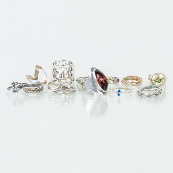 RINGAR, 14 st, silver, 1900-talets andra hälft