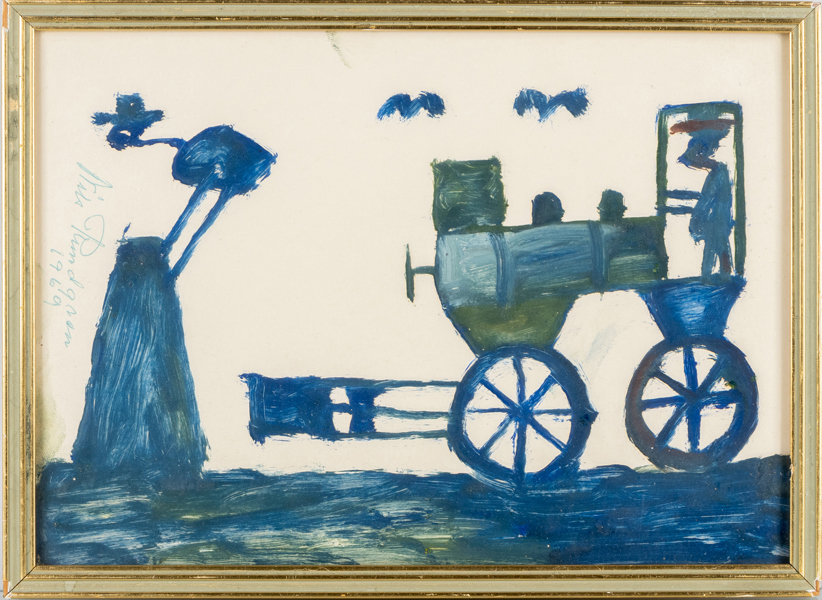 NILS RUNDGREN "BJÖRNJÄGAREN" (1890-1971), blandteknik på papper, signerad och daterad 1969