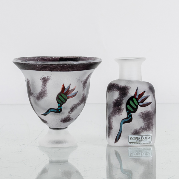 ULRICA HYDMAN-VALLIEN, vas och skål, glas, Kosta Boda Ateljé, signerade
