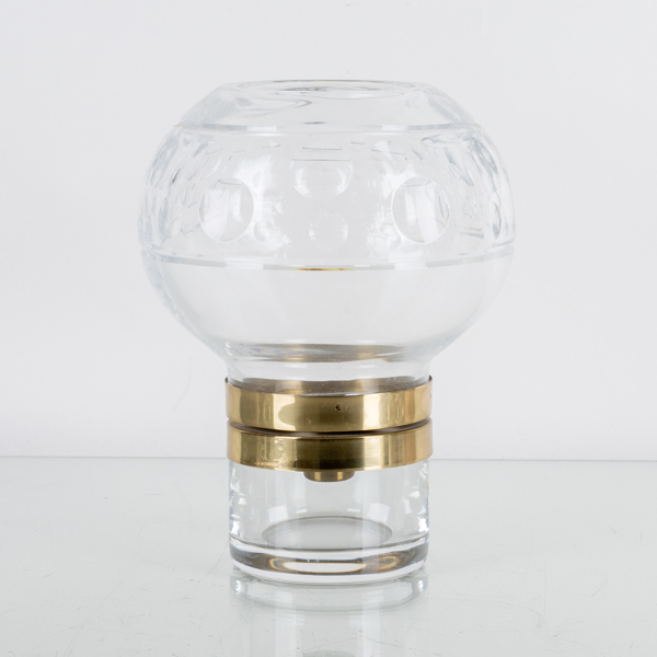 OLLE ALBERIUS, ljuslykta, glas & mässing, Orrefors, 1900-tal