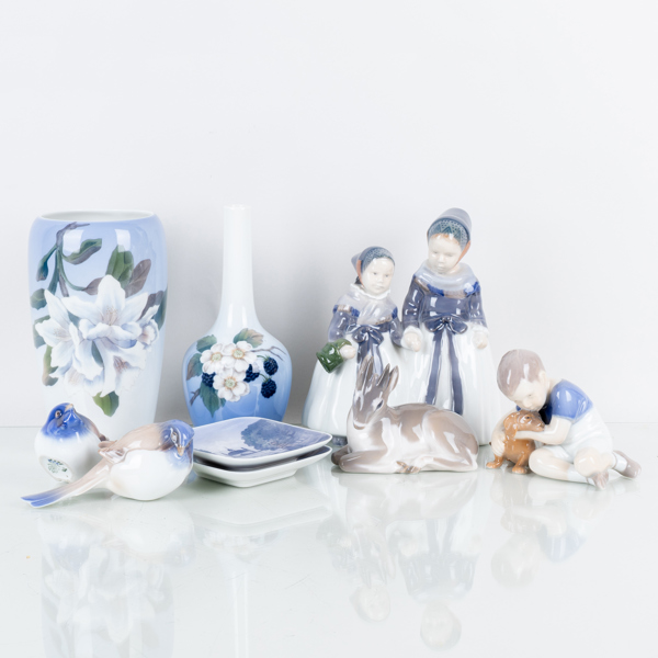 SAMLING PORSLINSFÖREMÅL, 9 st, Royal Copenhagen samt Bing & Gröndahl, Danmark, 1900-talets andra hälft