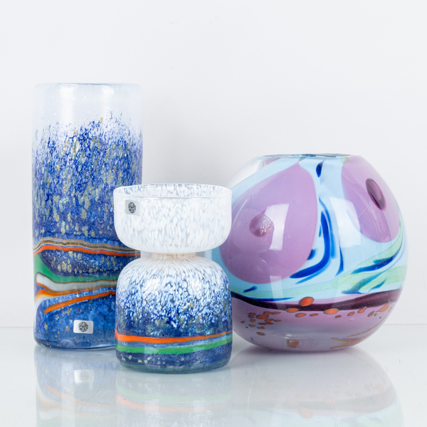 MILAN VOBRUBA (1934-2016), 3 st vaser, glas, Gusum, 1900-talets andra hälft, signerade