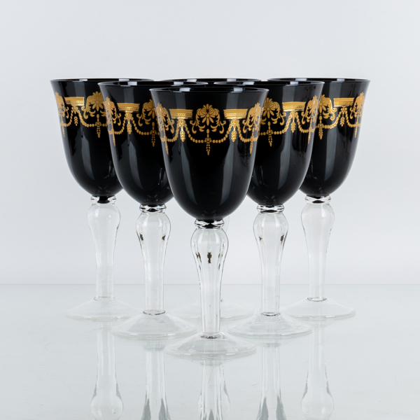 VINGLAS, 6 st, glas, sannolikt sent 1900-tal