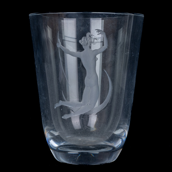 VICKE LINDSTRAND (Sverige 1904-1983), vas, glas, Orrefors, signerad