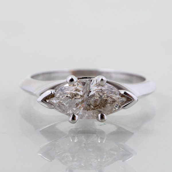 RING, 14k vitguld, med navettslipad diamant, tot vikt ca 3,4 g