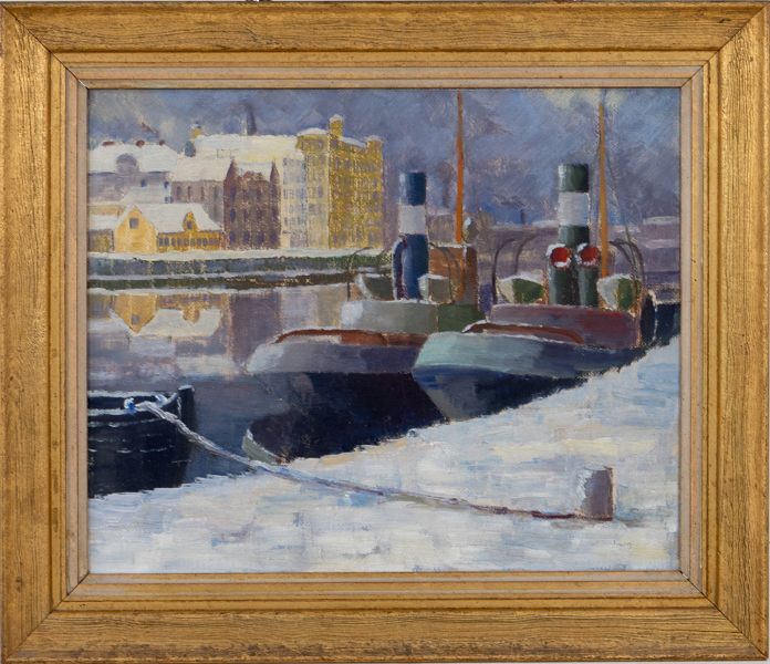 OIDENTIFIERAD KONSTNÄR, olja på pannå, otydligt signerad