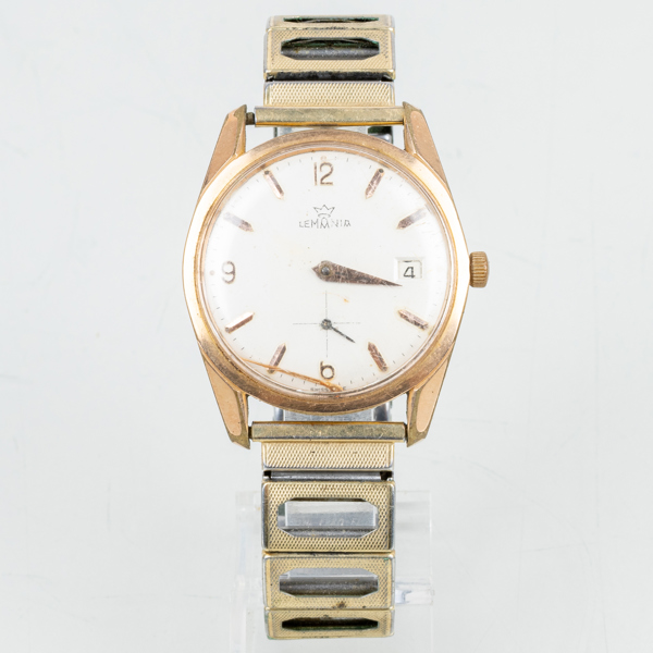 ARMBANDSUR, guld på stål, Lemania