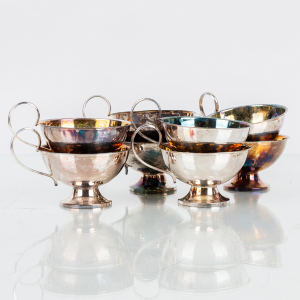 PUNSCHMUGGAR, 8 st, silver, Ceson, Göteborg, 1977, vikt 245 g