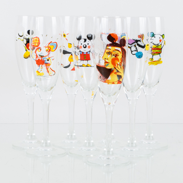 LASSE ÅBERG, 9 st champagneglas, "För muserande drycker", 2000-tal