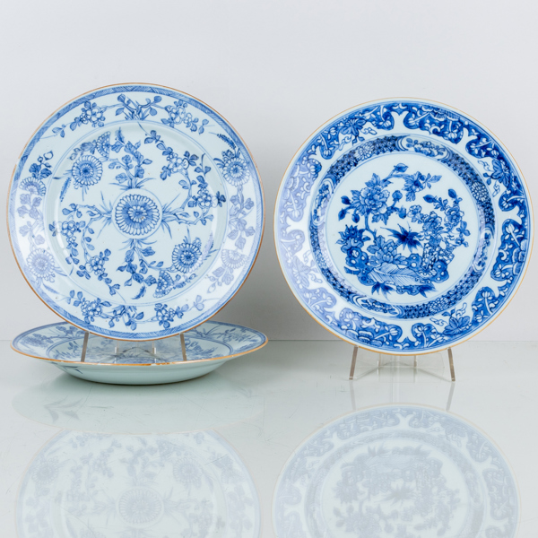 TALLRIKAR, 3 st, porslin, Kina, 1700-/1800-tal