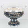 SKÅL PÅ FOT, nysilver och glas, omkring år 1900