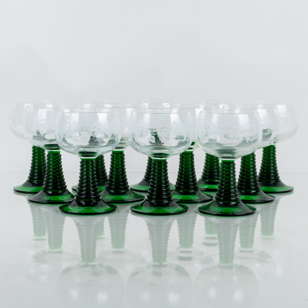 VITVINSREMMARE, 12 st, glas, 1900-talets andra hälft