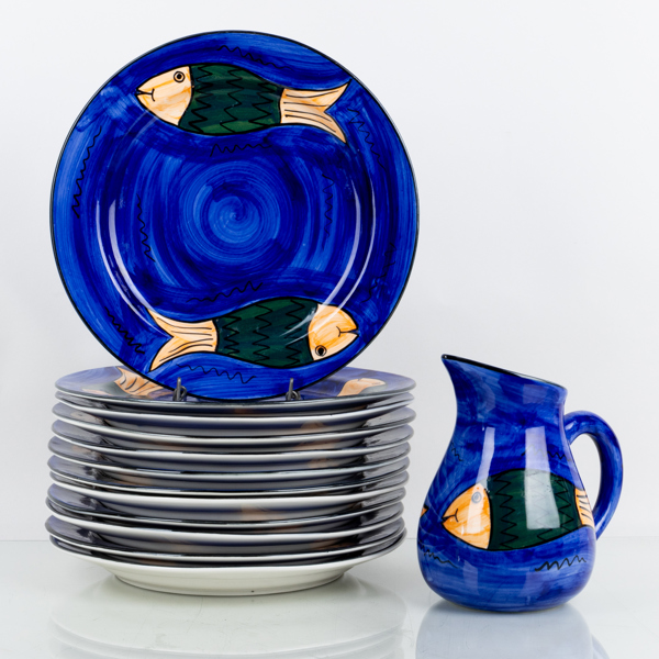 TILLBRINGARE SAMT MATTALLRIKAR, 12 st, keramik, Eden Collection, Italien, 1900-talets slut