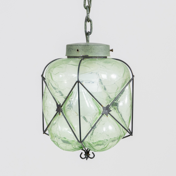 TAKLAMPA, skansenglas och metall, 1900-talets första hälft