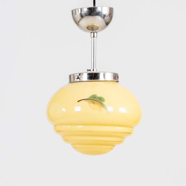 TAKLAMPA, kromad metall och glas, 1900-talets första hälft