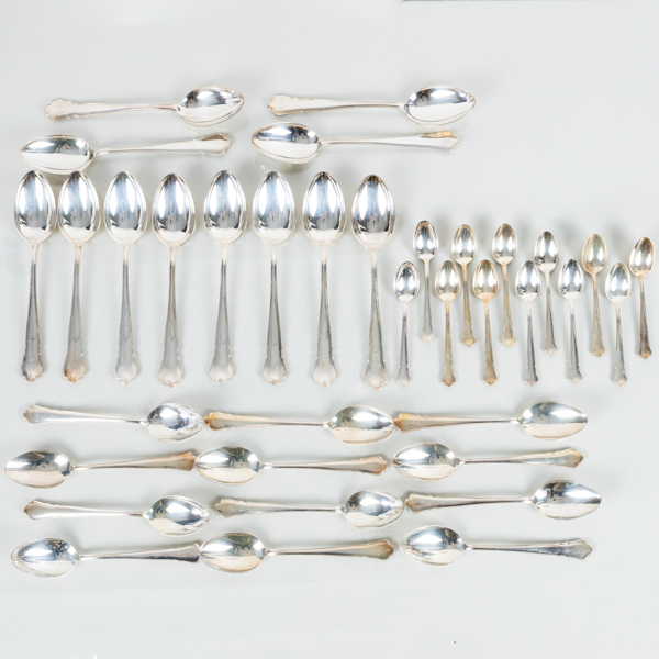 BESTICK, 36 del skedar, silver, GAB, Stockholm bla 1939, tot vikt ca 1 330 g