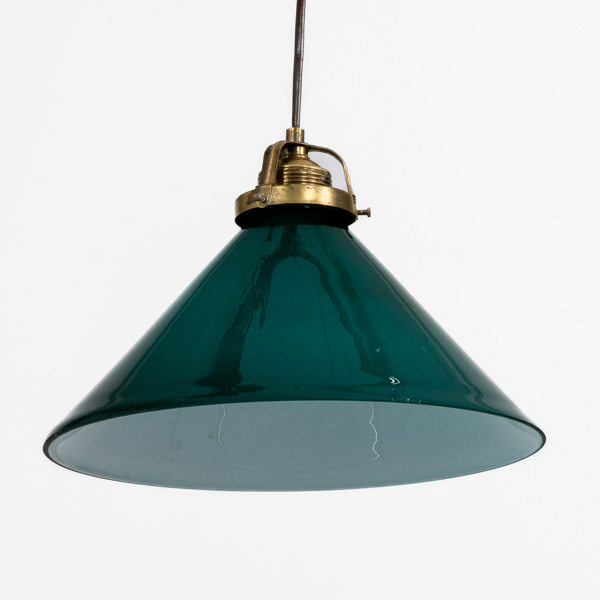 SKOMAKARLAMPA, patinerad mässing och glas, 1900-tal